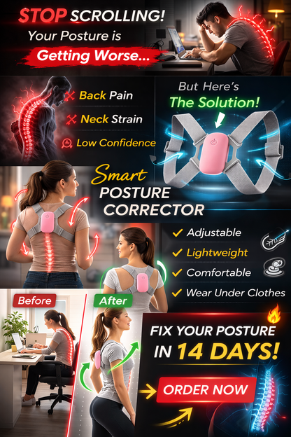 Smart Posture Corrector – Adjustable Back Support for Men & Women
