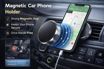 Magnetic Car Phone Holder – Strong Grip Mount for Safe Driving